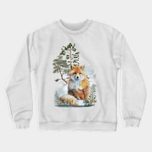 Forest Red Fox Watercolor Crewneck Sweatshirt